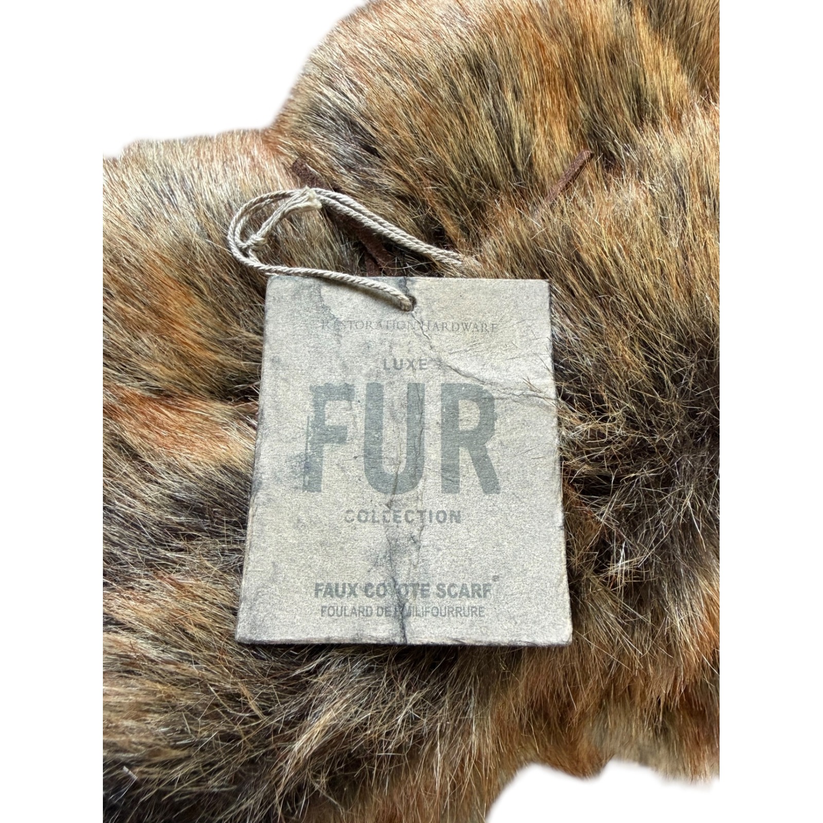 Rh Restoration Hardware Scarf Brown New Faux Coyote Luxe Fur Women Os Nwt — image 2 of 5